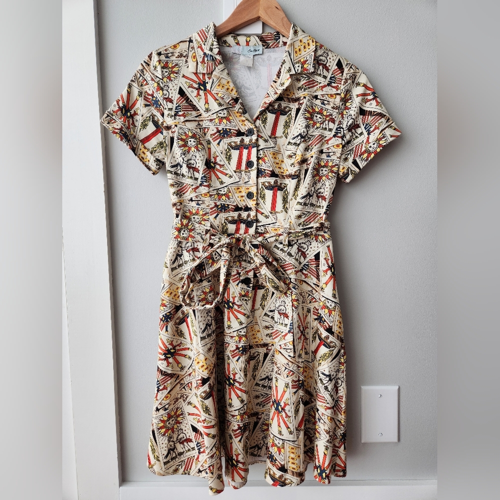 Eva Rose Tarot Card Print Dress - Size Small